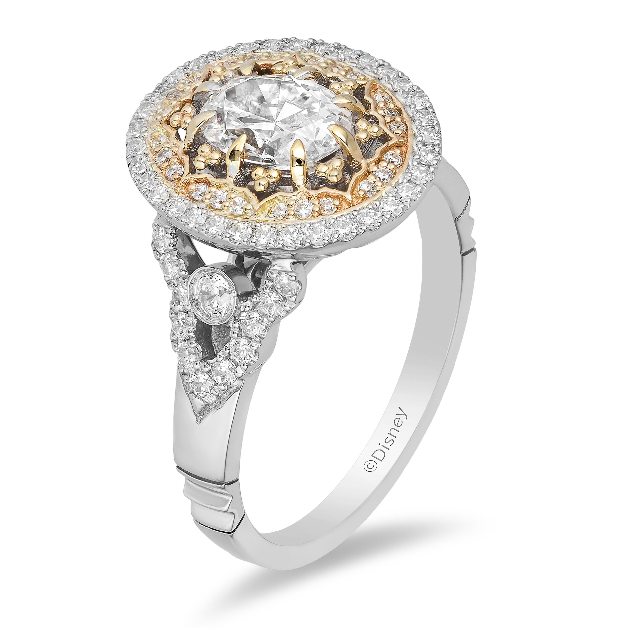 Enchanted Disney Rapunzel 0.69 CT. T.W. Oval Diamond Frame Engagement Ring  in 14K Two-Tone Gold | Peoples Jewellers